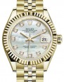 Product Image: Rolex Lady Datejust 28 Yellow Gold White Mother of Pearl Diamond Dial & Fluted Bezel Jubilee Bracelet 279178 - BRAND NEW