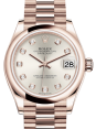 Product Image: Rolex Lady-Datejust 31 Rose Gold Silver Diamond Dial & Smooth Domed Bezel President Bracelet 278245 - BRAND NEW