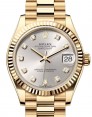 Product Image: Rolex Lady-Datejust 31 Yellow Gold Silver Diamond Dial & Fluted Bezel President Bracelet 278278 - BRAND NEW