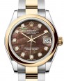 Product Image: Rolex Lady-Datejust 31 Yellow Gold/Steel Black Mother of Pearl Diamond Dial & Smooth Domed Bezel Oyster Bracelet 278243 - BRAND NEW