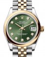 Product Image: Rolex Lady-Datejust 31 Yellow Gold/Steel Olive Green Diamond Dial & Smooth Domed Bezel Jubilee Bracelet 278243 - BRAND NEW