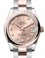 Product Image: Rolex Datejust 31 Rose Gold/Steel Rose Diamond Dial & Smooth Domed Bezel Oyster Bracelet 278241 - BRAND NEW