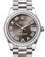 Product Image: Rolex Datejust 31 White Gold Dark Grey Roman Dial & Diamond Bezel President Bracelet 278289RBR - BRAND NEW