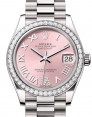 Product Image: Rolex Datejust 31 White Gold Pink Roman VI Diamond Dial & Diamond Bezel President Bracelet 278289RBR - BRAND NEW