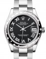Product Image: Rolex Datejust 31 White Gold/Steel Bright Black Roman Dial & Diamond Bezel Oyster Bracelet 278344RBR - BRAND NEW