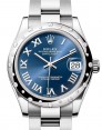 Product Image: Rolex Datejust 31 White Gold/Steel Bright Blue Roman Dial & Diamond Bezel Oyster Bracelet 278344RBR - BRAND NEW