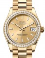 Product Image: Rolex Datejust 31 Yellow Gold Champagne Index Dial & Diamond Bezel President Bracelet 278288RBR - BRAND NEW