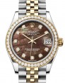 Product Image: Rolex Datejust 31 Yellow Gold/Steel Black Mother of Pearl Dial & Diamond Bezel Jubilee Bracelet 278383RBR - BRAND NEW