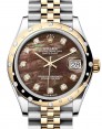 Product Image: Rolex Datejust 31 Yellow Gold/Steel Black Mother of Pearl Dial & Domed Set Diamond Bezel Jubilee Bracelet 278343RBR - BRAND NEW