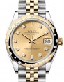 Product Image: Rolex Datejust 31 Yellow Gold/Steel Champagne Dial & Domed Set Diamond Bezel Jubilee Bracelet 278343RBR - BRAND NEW