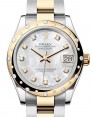 Product Image: Rolex Datejust 31 Yellow Gold/Steel White Mother of Pearl Dial & Domed Set Diamond Bezel Oyster Bracelet 278343RBR - BRAND NEW