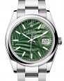 Product Image: Rolex Datejust 36 Stainless Steel Olive Green Palm Motif Index Dial Domed Bezel Oyster Bracelet 126200 - BRAND NEW