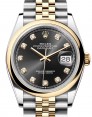 Product Image: Rolex Datejust 36 Yellow Gold/Steel Bright Black Diamond Dial & Smooth Domed Bezel Jubilee Bracelet 126203 - BRAND NEW