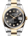 Product Image: Rolex Datejust 36 Yellow Gold/Steel Bright Black Diamond Dial & Smooth Domed Bezel Oyster Bracelet 126203 - BRAND NEW