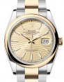 Product Image: Rolex Datejust 36 Yellow Gold/Steel Golden Fluted Motif Index Dial Domed Bezel Oyster Bracelet 126203 - BRAND NEW