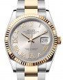 Product Image: Rolex Datejust 36 Yellow Gold/Steel Silver Roman Diamond VIIX Dial & Fluted Bezel Oyster Bracelet 126233 - BRAND NEW