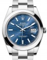 Product Image: Rolex Datejust 41 Stainless Steel Bright Blue Fluted Motif Index Dial Smooth Bezel Oyster Bracelet 126300 - BRAND NEW