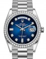 Product Image: Rolex Day-Date 36 Blue Ombre Dial Diamond Bezel White Gold President Bracelet 128349RBR - BRAND NEW