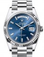 Product Image: Rolex Day-Date 36 President Platinum Bright Blue Diamond Dial Fluted Bezel 128236