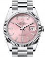 Product Image: Rolex Day-Date 36 President Platinum Pink Diamond Dial Fluted Bezel 128236