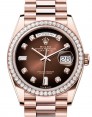 Product Image: Rolex Day-Date 36 President Rose Gold Brown Ombre Dial & Diamond Bezel 128345RBR - BRAND NEW