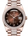 Product Image: Rolex Day-Date 36 President Rose Gold Brown Ombre Dial Diamond Bezel & Bracelet 128345RBR