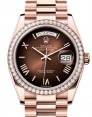 Product Image: Rolex Day-Date 36 President Rose Gold Brown Ombre Index/Roman Dial Diamond Bezel 128345RBR