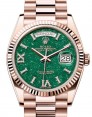 Product Image: Rolex Day-Date 36 President Rose Gold Green Aventurine Diamond Dial Fluted Bezel 128235 - BRAND NEW