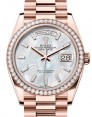 Product Image: Rolex Day-Date 36 President Rose Gold White Mother of Pearl Diamond Dial & Bezel 128345RBR