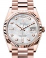 Product Image: Rolex Day-Date 36 President Rose Gold White Mother of Pearl Diamond Dial Fluted Bezel 128235 - BRAND NEW