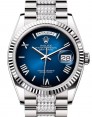 Product Image: Rolex Day-Date 36 President White Gold Blue Ombre Index/Roman Dial Diamond Set Bracelet 128239