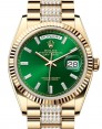 Product Image: Rolex Day-Date 36 President Yellow Gold Bright Green Diamond Dial & Bracelet 128238