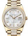 Product Image: Rolex Day-Date 36 President Yellow Gold White Mother of Pearl Dial Diamond Bezel & Bracelet 128348RBR - BRAND NEW