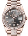Product Image: Rolex Day-Date 36 President Rose Gold Slate Dial Diamond Bezel & Bracelet 128345RBR - BRAND NEW