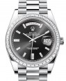 Product Image: Rolex Day-Date 40 President Platinum Black Diamond Dial 228396TBR - BRAND NEW