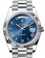 Product Image: Rolex Day-Date 40 President Platinum Bright Blue Roman Dial 228236 - BRAND NEW