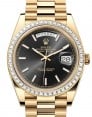 Product Image: Rolex Day-Date 40 President Yellow Gold Bright Black Index Dial Diamond Bezel 228398TBR