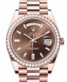 Product Image: Rolex Day-Date 40 Rose Gold Chocolate Diamond Dial & Diamond Bezel President Bracelet 228345RBR - BRAND NEW