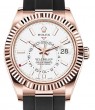 Product Image: Rolex Sky-Dweller Rose Gold White Index Dial Fluted Bezel Rubber Strap 326235 - BRAND NEW