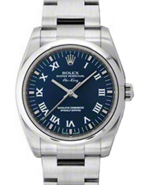 Rolex Oyster Perpetual 34 Stainless Steel Blue Roman Dial & Smooth Bezel Oyster Bracelet 114200