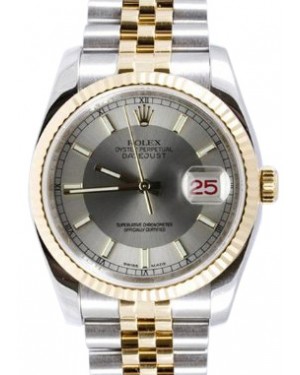 Rolex Datejust 36 116233-STSSFJ Steel with Silver Index Fluted Yellow Gold Stainless Steel Jubilee