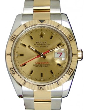 Rolex Datejust 36 Yellow Gold/Steel Champagne Index Dial & Turn-O-Graph Thunderbird Bezel Oyster 116263