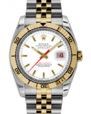 Rolex Datejust 36 Yellow Gold/Steel White Index Dial & Turn-O-Graph Thunderbird Bezel Jubilee 116263
