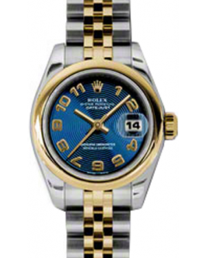 Rolex Lady-Datejust 26 179163-BLUCAJ Blue Concentric Circle Arabic Yellow Gold Stainless Steel Jubilee - BRAND NEW