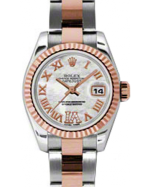 Rolex Lady-Datejust 26 179171-MOPDRO White Mother of Pearl Roman Fluted Rose Gold Stainless Steel Oyster - BRAND NEW