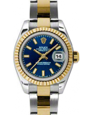 Rolex Lady-Datejust 26 179173-BLUSO Blue Index Fluted Yellow Gold Stainless Steel Oyster - BRAND NEW