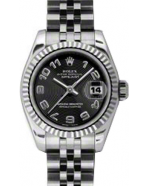 Rolex Lady-Datejust 26 179174-BLKCAJ Black Concentric Circle Arabic Fluted White Gold Stainless Steel Jubilee - BRAND NEW