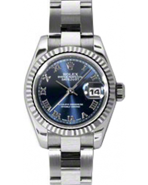 Rolex Lady-Datejust 26 179174-BLURO Blue Roman Fluted White Gold Stainless Steel Oyster - BRAND NEW