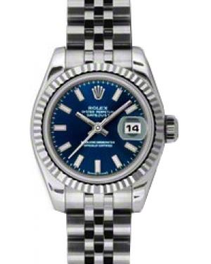 Rolex Lady-Datejust 26 179174-BLUSJ Blue Index Fluted White Gold Stainless Steel Jubilee - BRAND NEW