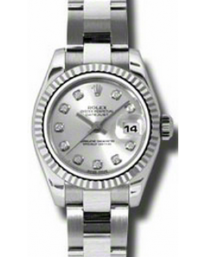 Rolex Lady-Datejust 26 179174-SLVDFO Silver Diamond Fluted White Gold Stainless Steel Oyster - BRAND NEW